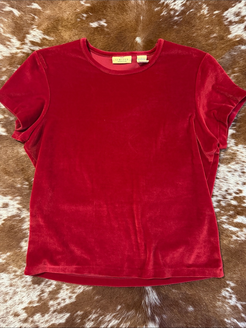 Women’s Short Sleeve Velvet Tee in Crimson - Limited Edition